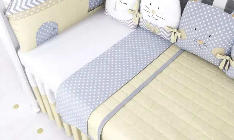 Edredom de Berço Matelado Amarelo/Cinza — vista alternativa