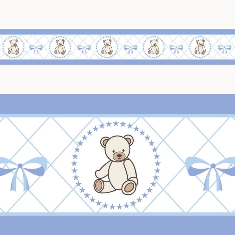 Faixa Adesiva de Parede Teddy Azul 2m