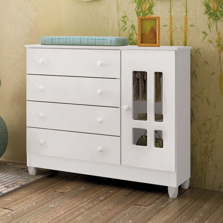 Cômoda Infantil Branco com Porta Ariel