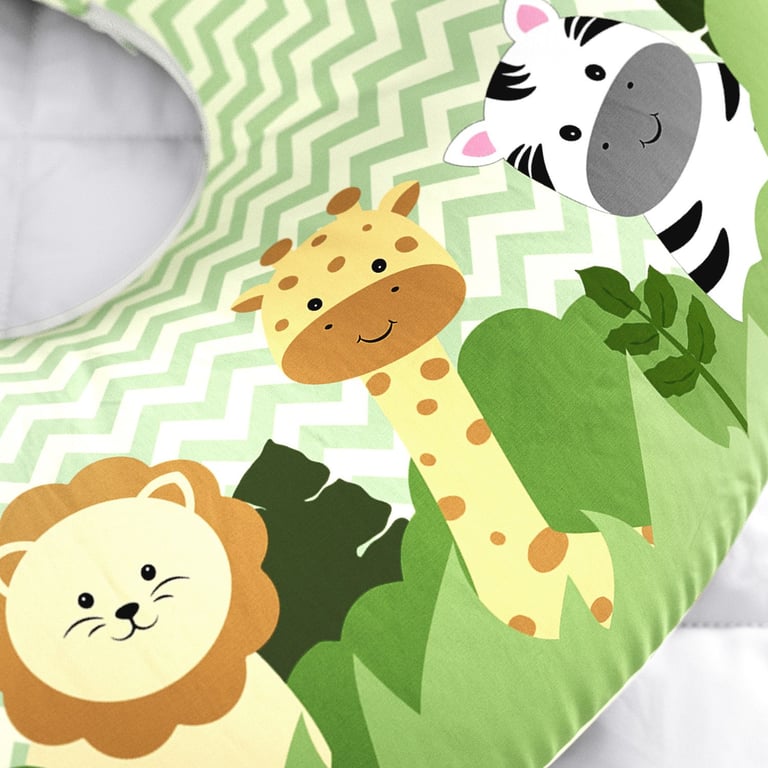 Almofada Amamentação Dupla Face Amiguinhos Safári Poá — vista alternativa