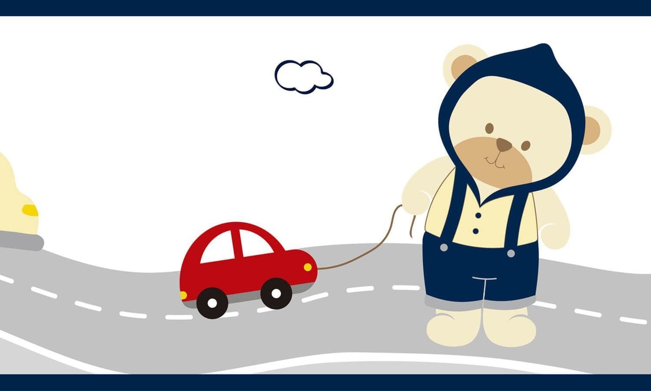 Faixa Adesiva de Parede Ursinho Bebê Azul Marinho