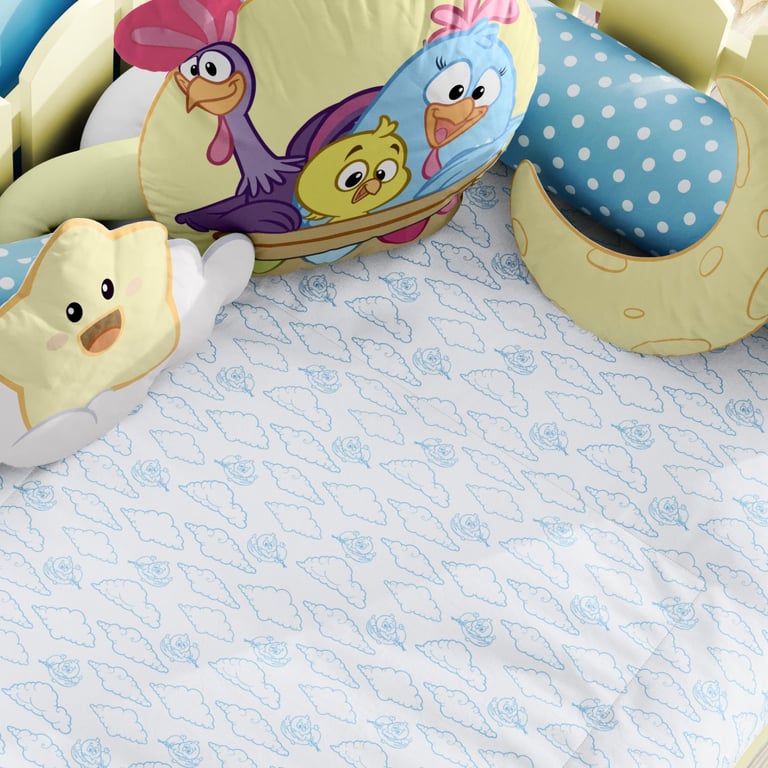 Edredom de Mini Cama Pintinho Amarelinho nas Nuvens