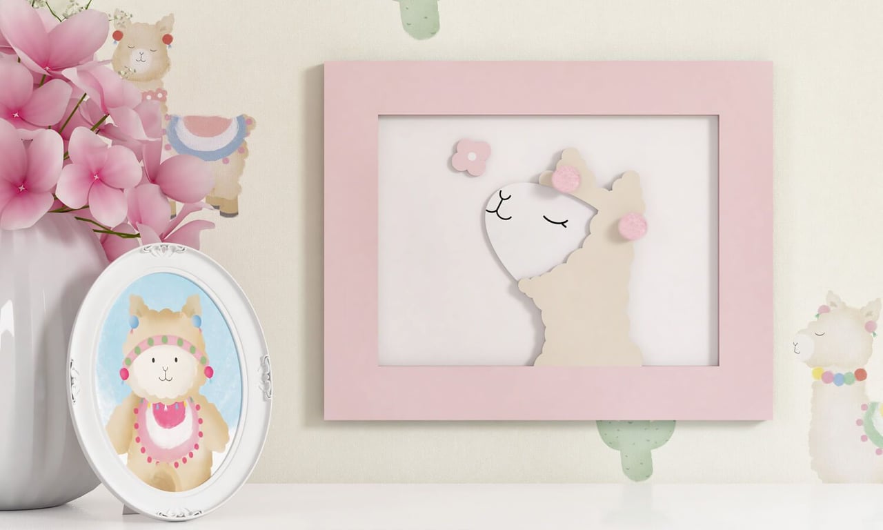 Quadro MDF com Moldura Amiguinha Lhama com Flor 20cm — vista alternativa