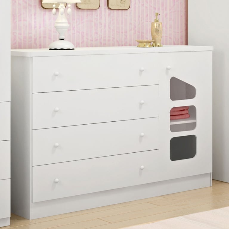 Cômoda Infantil Branco com Porta Eloísa