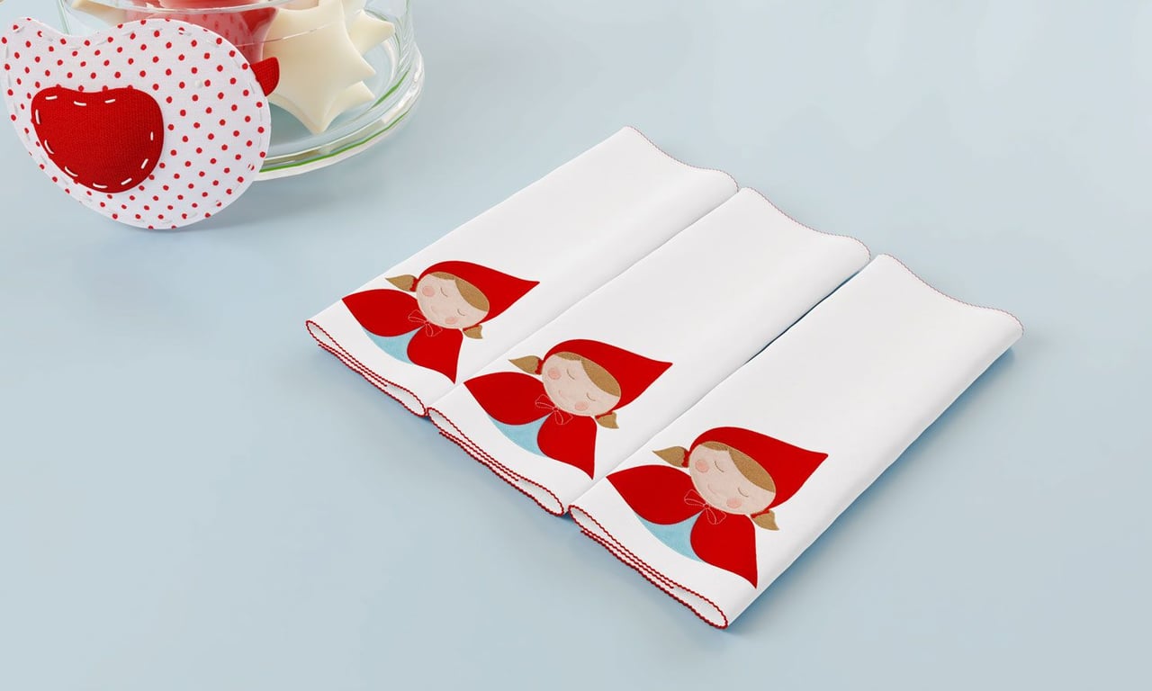 Jogo de Fraldas de Boca Malha Chapeuzinho Vermelho — vista alternativa