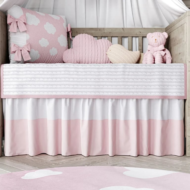 Saia de Berço Rosa e Branca Princesinha da Mamãe — vista alternativa