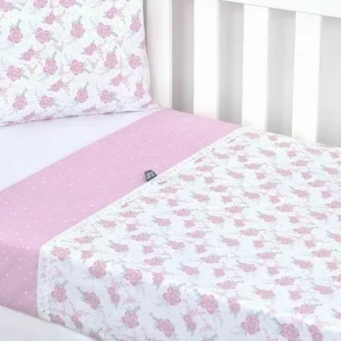 Jogo de Lençol Berço Florzinha Rosa