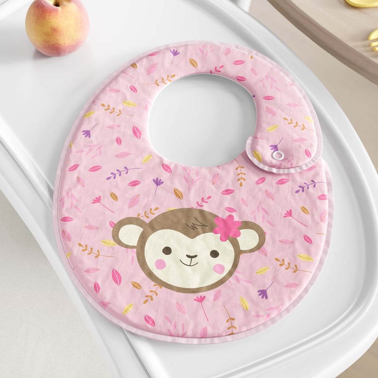 Babador Macaquinha Selva Baby Rosa — vista alternativa