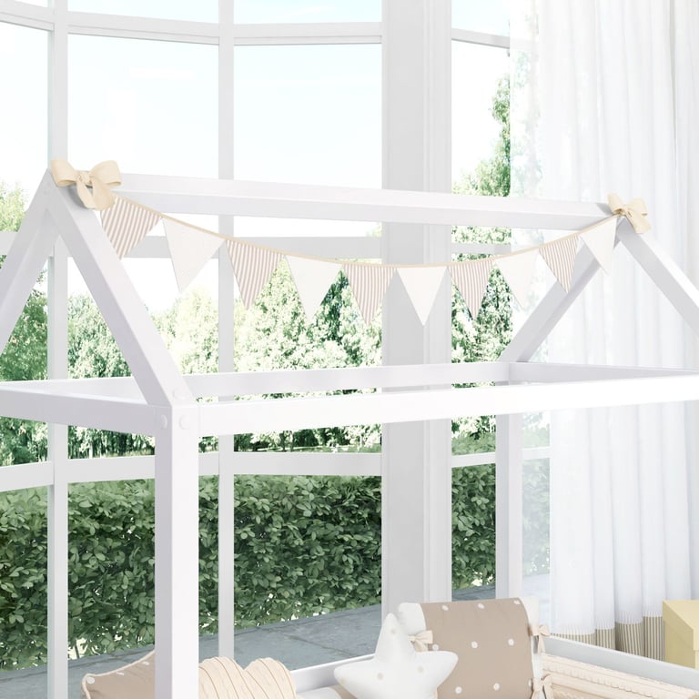 Varal de Cama Bandeirinhas Listras e Poá Azul 1,60m