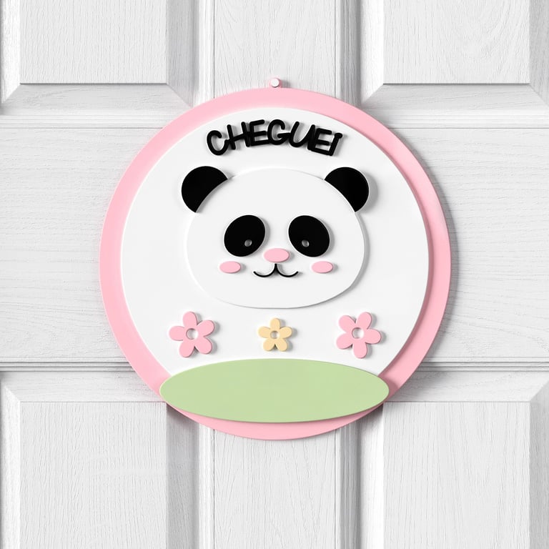 Porta Maternidade Personalizado Panda Floral Moderna