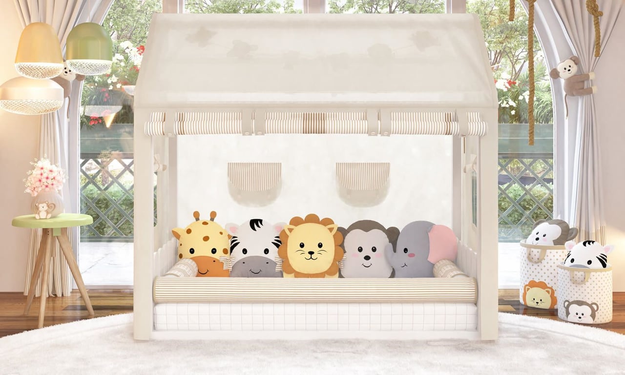 Cortina para Cama Casinha Montessoriana Amiguinhos Safári — vista alternativa