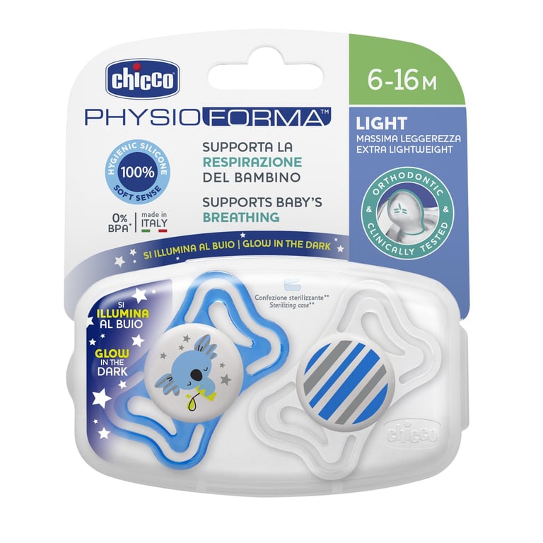 Chupeta Physio Light Lumi Azul (6-16M) 2 Peças