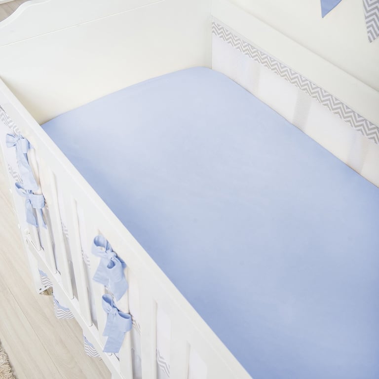 Jogo de Lençol Berço Chevron Azul Marinho 3 Peças