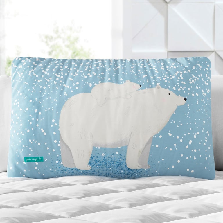 Almofada Retangular Mamãe e Bebê Ursinho Polar 35cm
