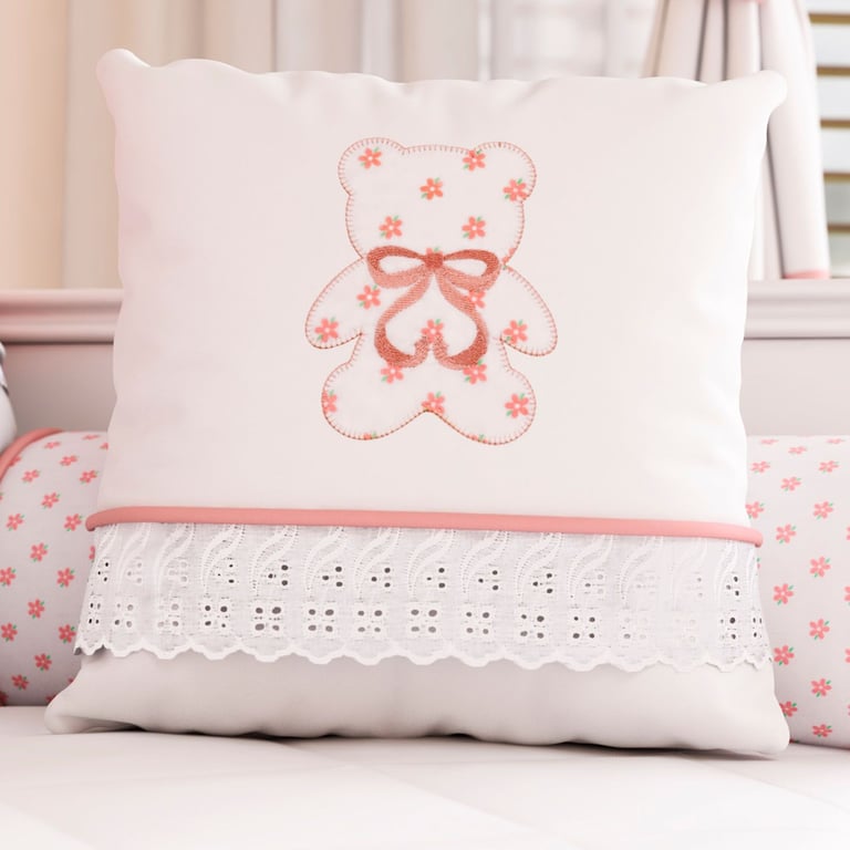 Almofada Bordada Sophia Rosé 38cm