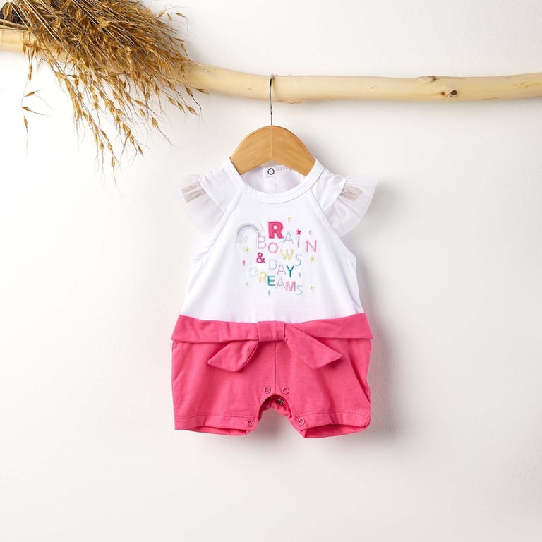 Macacão Curto Laço Rosa