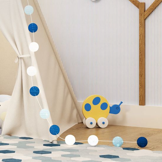 Varal de Cama Bolinhas Azul Marinho 3m