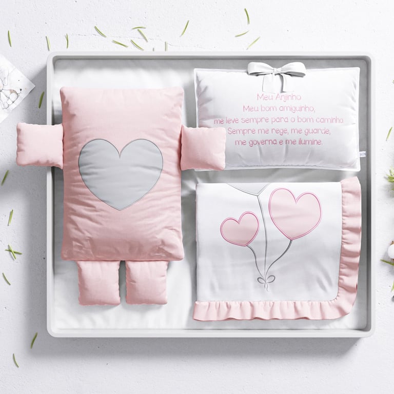 Meu Primeiro Presente Amor Cor de Rosa 03 Peças