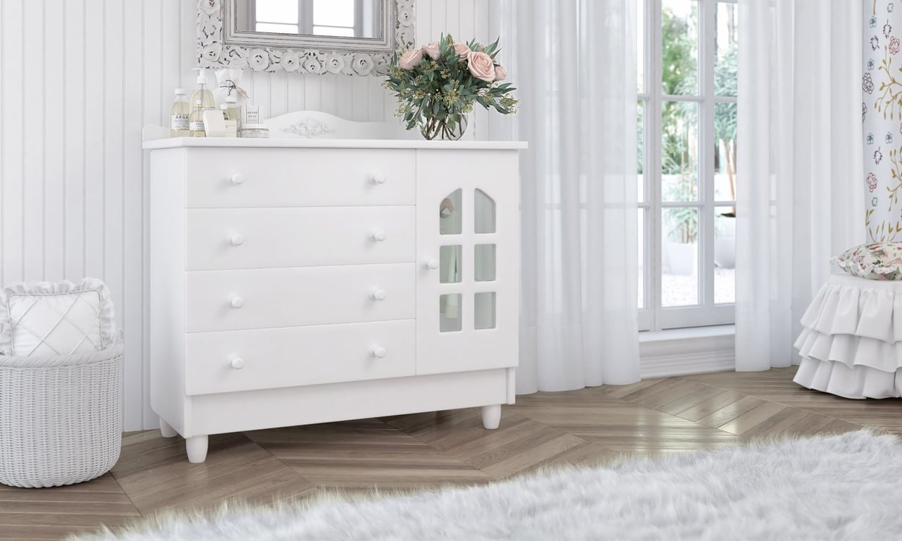 Cômoda Infantil Branco com Porta Julie Provençal
