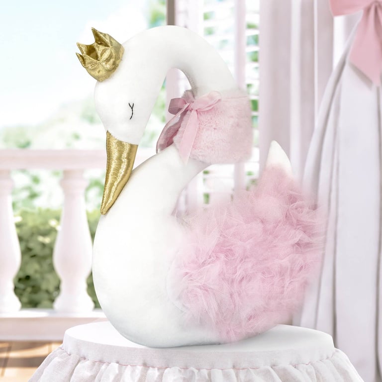 Bichinho de Pelúcia Cisne Branco e Rosa 45cm