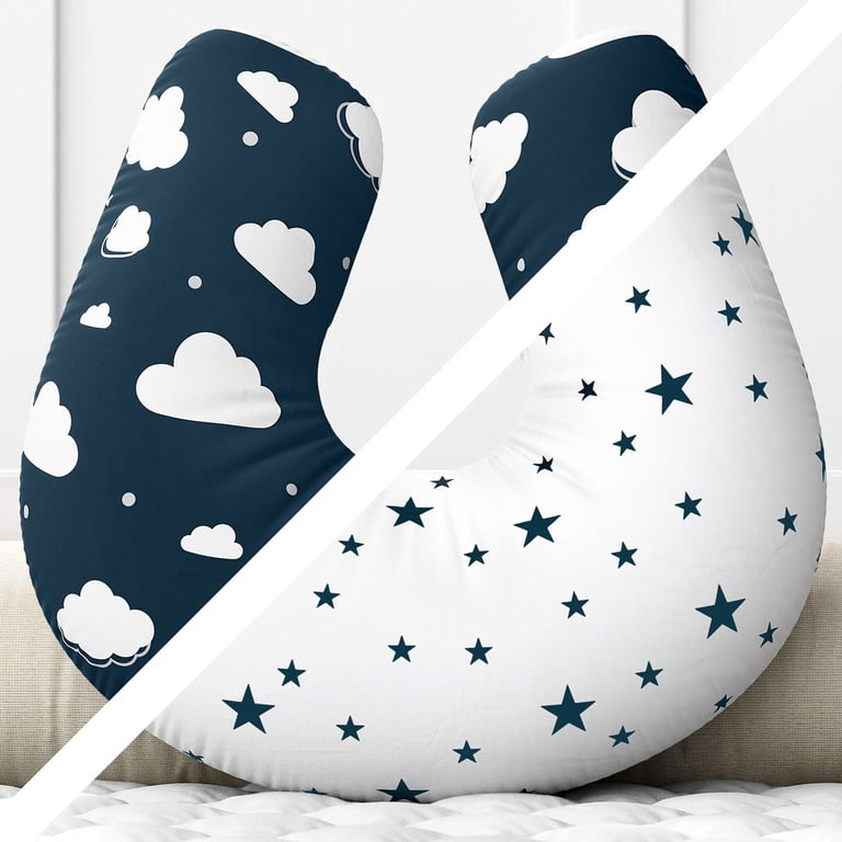 Almofada Amamentação Dupla Face Nuvem Estrelinha Rosa