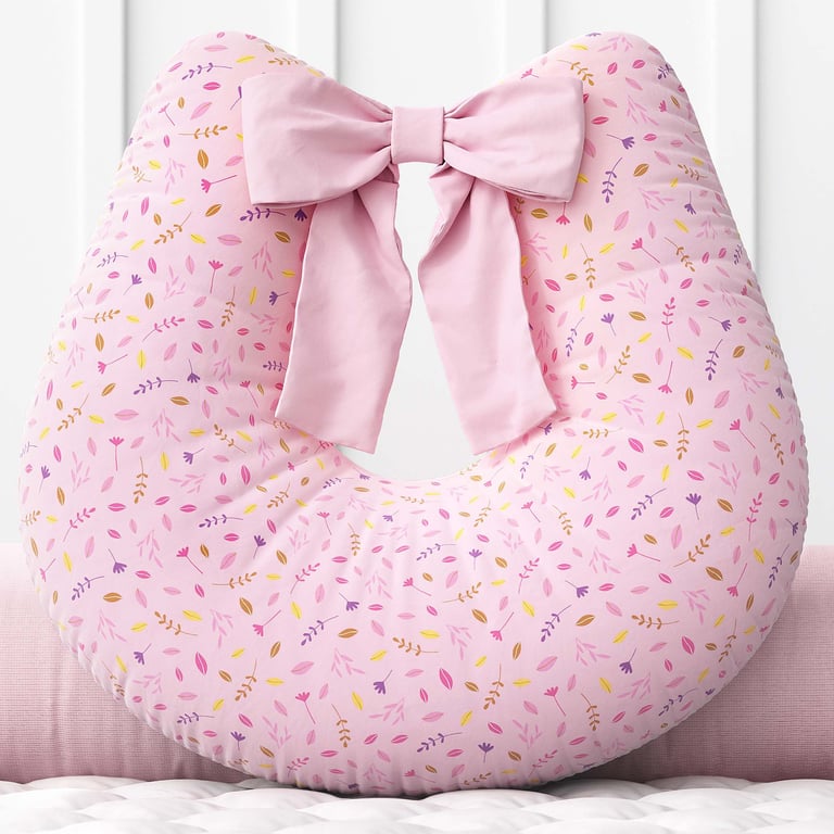 Almofada Amamentação Folhas Selva Baby Rosa