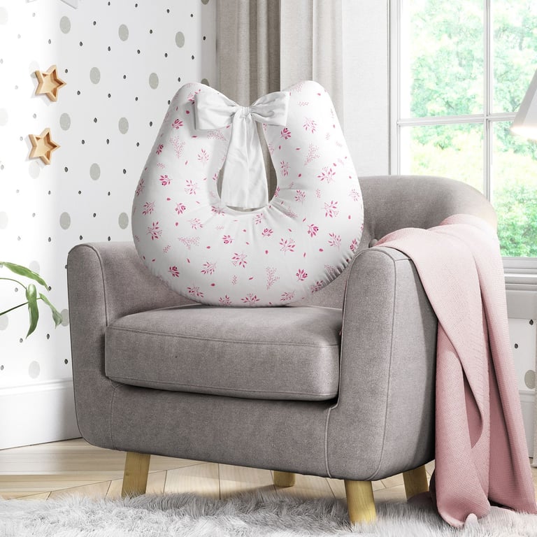 Almofada Amamentação Floral Bosque Encantado Rosa com Laço — vista alternativa