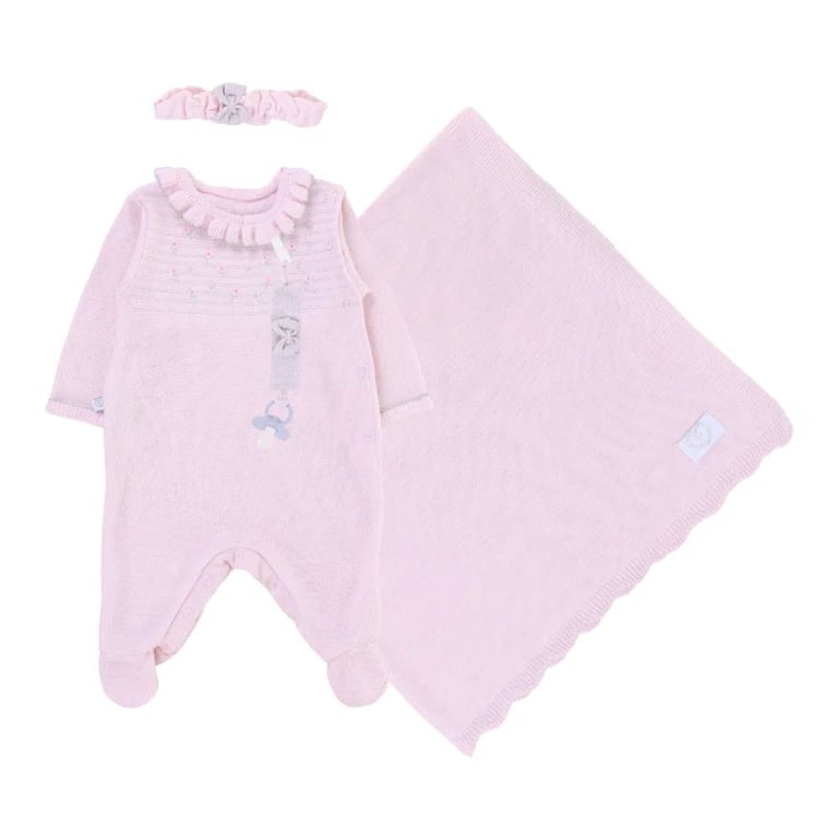 Saída Maternidade Fofinho Bordado com Tiara Off White