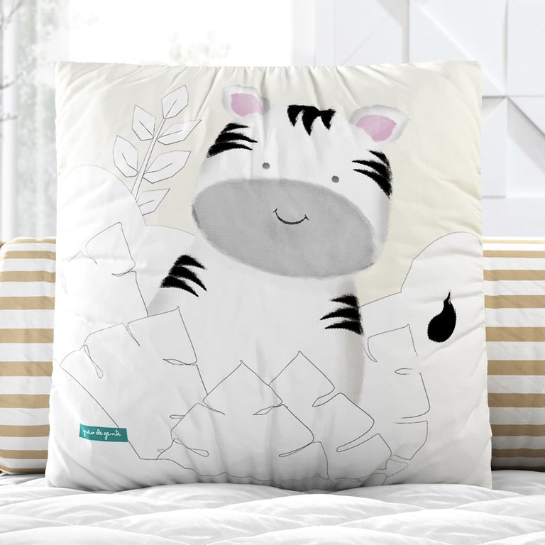 Almofada Quadrada Amiguinha Zebra Verde 30cm