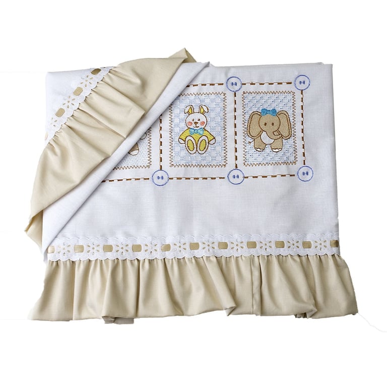 Jogo de Lençol Carrinho Meus Bichinhos Baby Bege