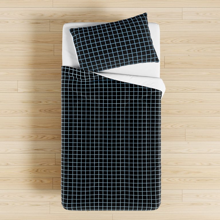 Edredom Infantil Solteiro Quadriculado Preto — vista alternativa
