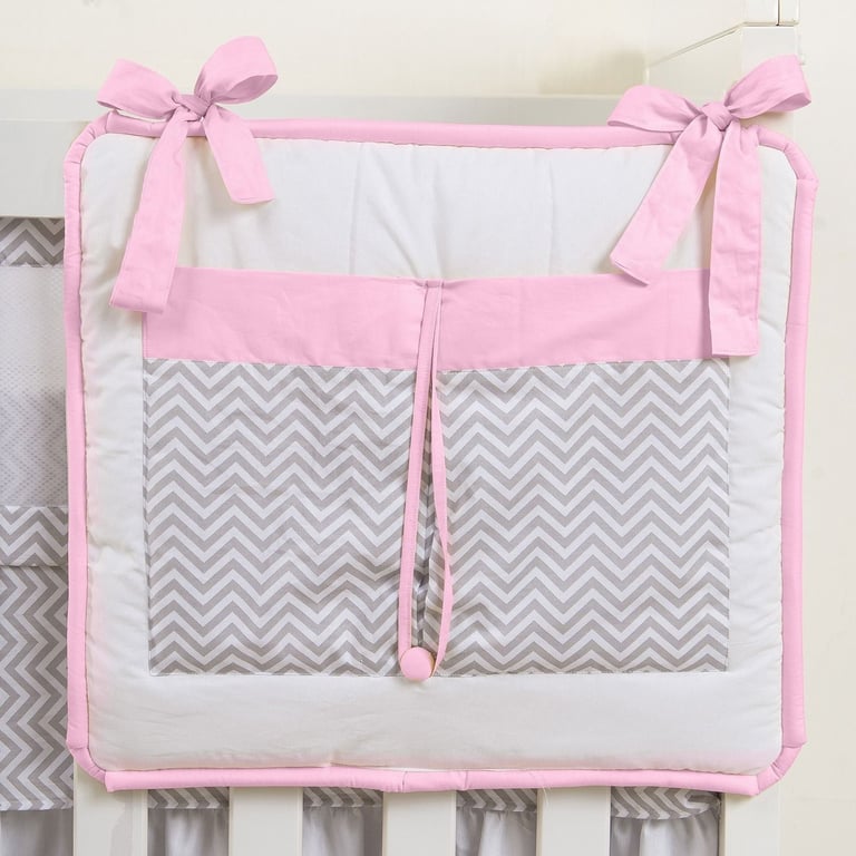 Organizador de Berço Chevron Rosa