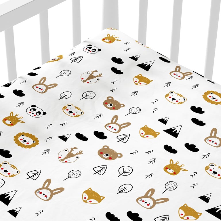 Lençol Berço com Elástico Safári Escandinavo