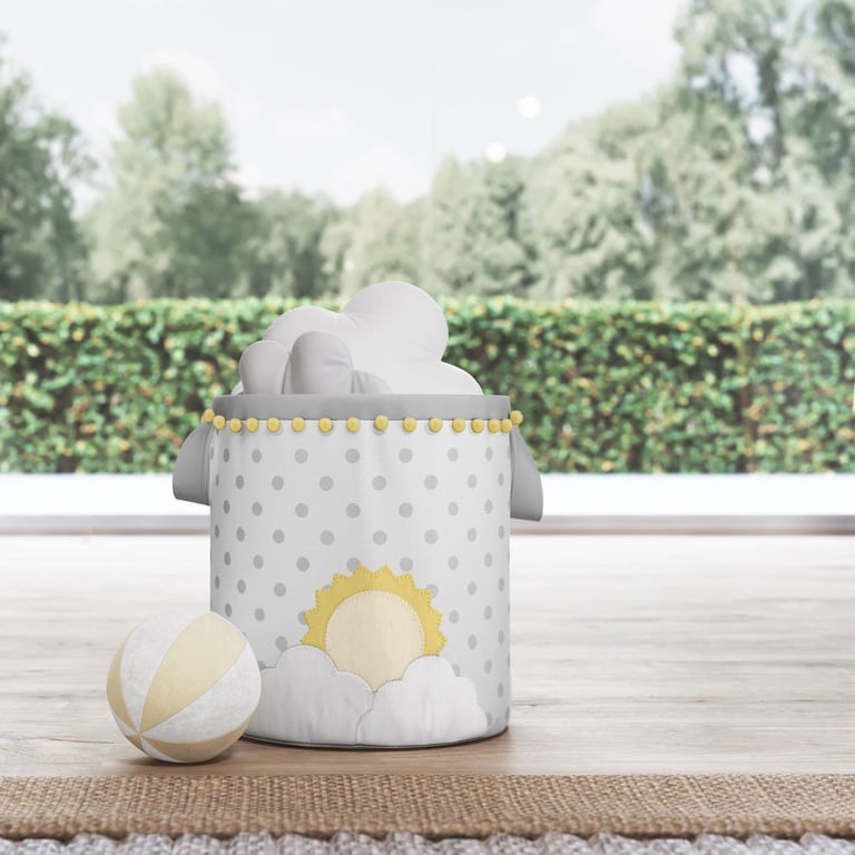 Cesto Organizador para Brinquedos Sol na Nuvem de Algodão Amarelo 24cm — vista alternativa