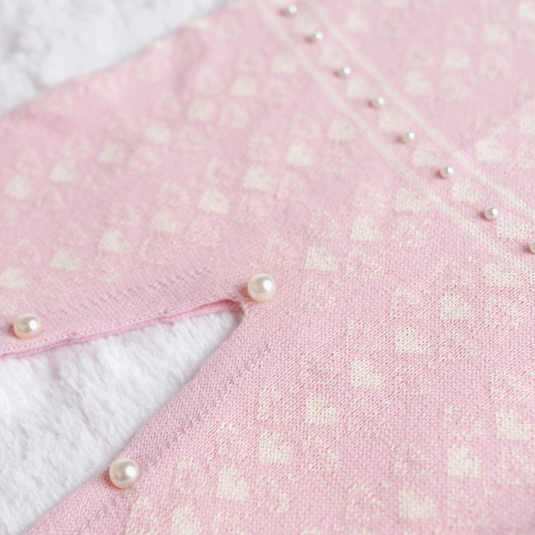 Saída Maternidade Tricot Mademoiselle Coração Nude e Azul Marinho 02 Peças — vista alternativa