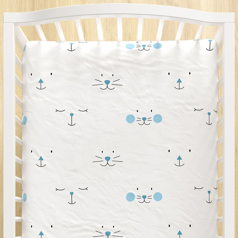 Lençol Berço com Elástico Amiguinhos Azul
