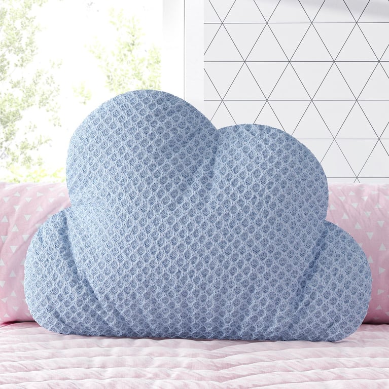 Almofada Nuvem Tricot Colmeia Azul 41cm