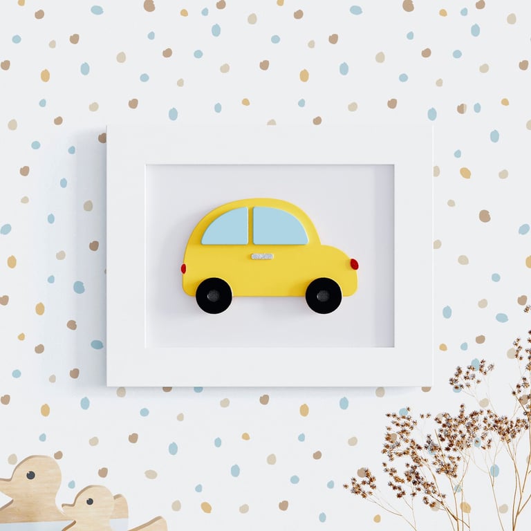 Quadro Fusquinha Amarelo 25cm — vista alternativa