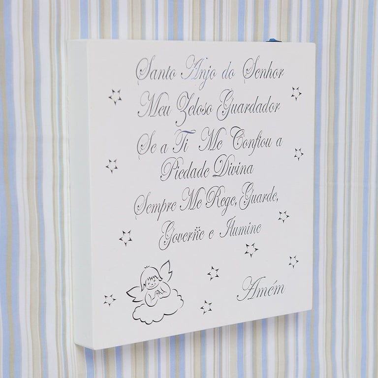 Quadro Led Oração Santo Anjo Azul