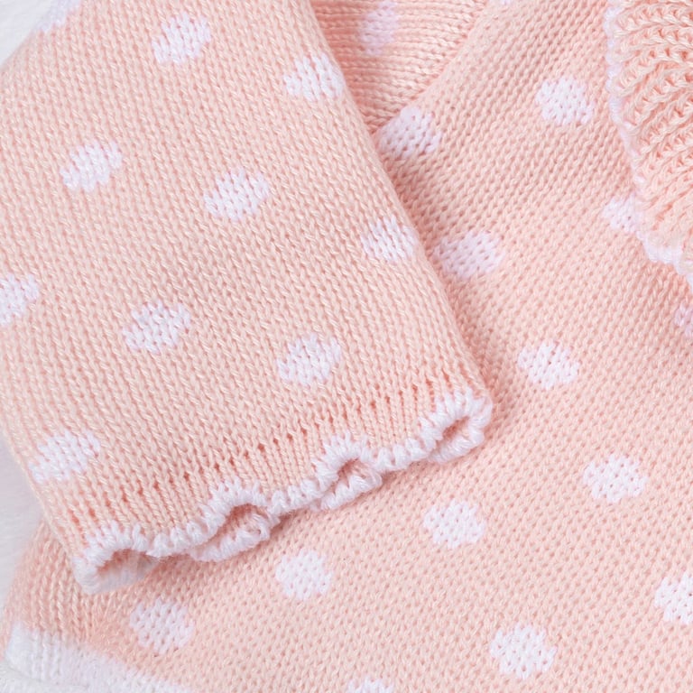 Macacão Tricot Poá Gola Babado Rosa — vista alternativa