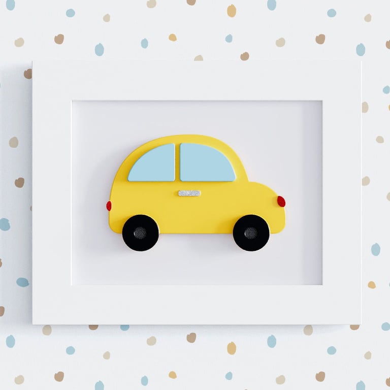 Quadro Fusquinha Amarelo 25cm