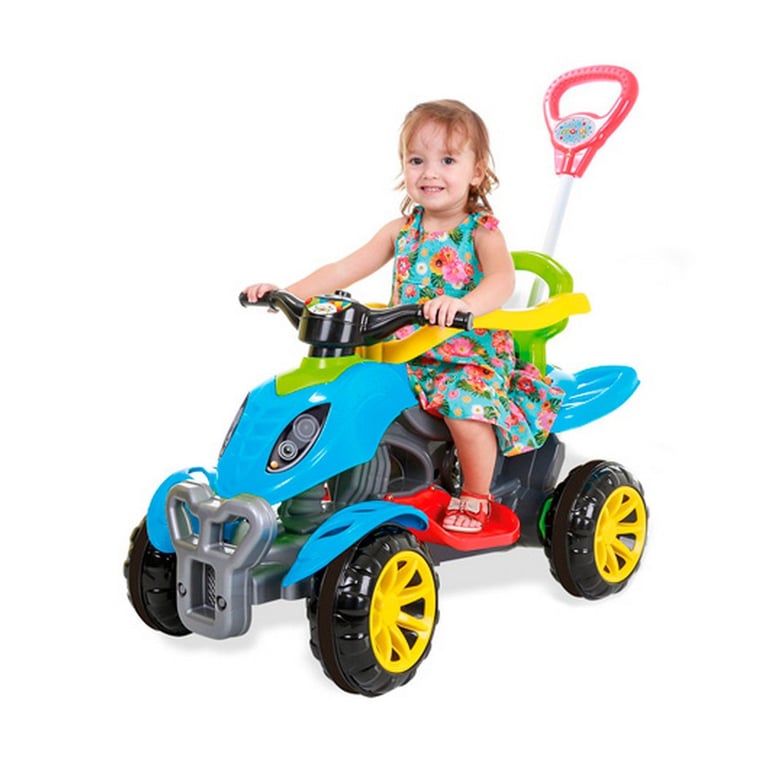 Quadriciclo com Empurrador Verde e Azul