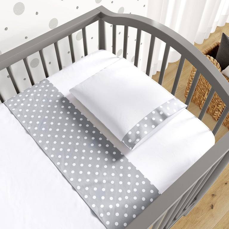 Jogo de Lençol Berço Poá Branco e Cinza 3 peças — vista alternativa