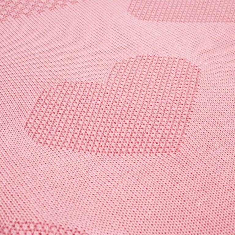 Manta Bebê Tricot Coração Rosa 80cm — vista alternativa
