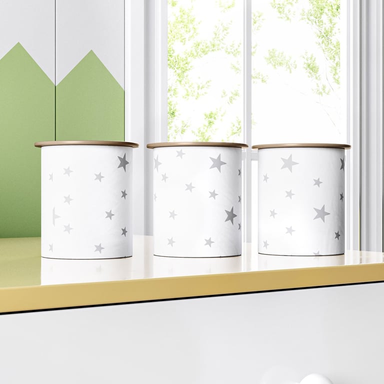 Jogo de Potes Redondos Estrelinha Cinza