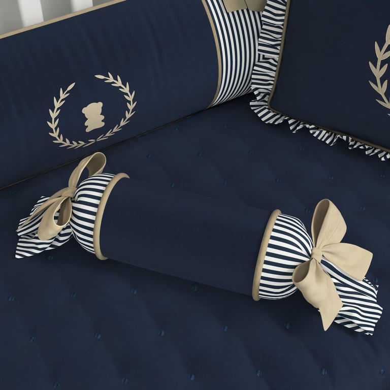 Almofada Apoio Bala Luxo Azul Marinho 60cm