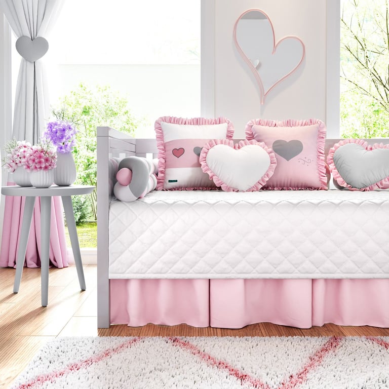 Kit Cama Babá Coração Rosa
