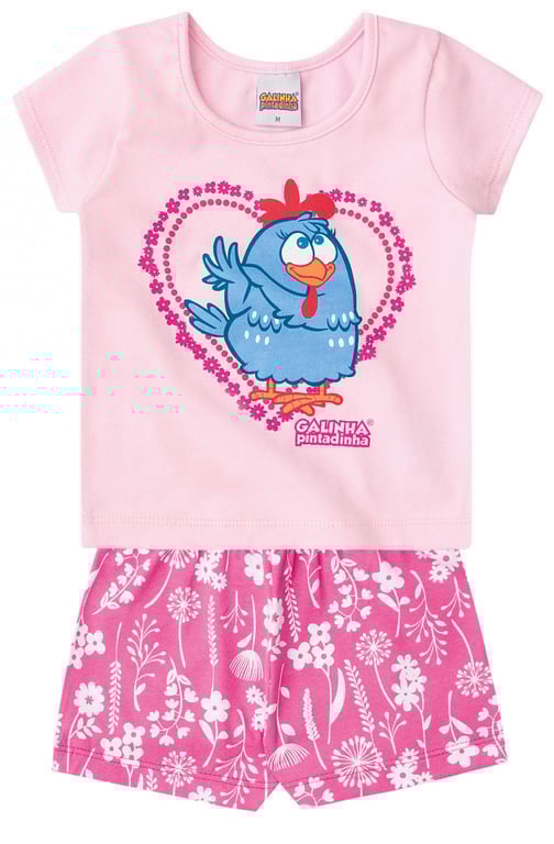Conjunto Curto Bebê Galinha Pintadinha
