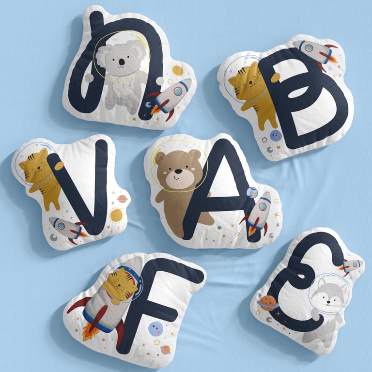 Almofada Astronauta Letras de A a Z