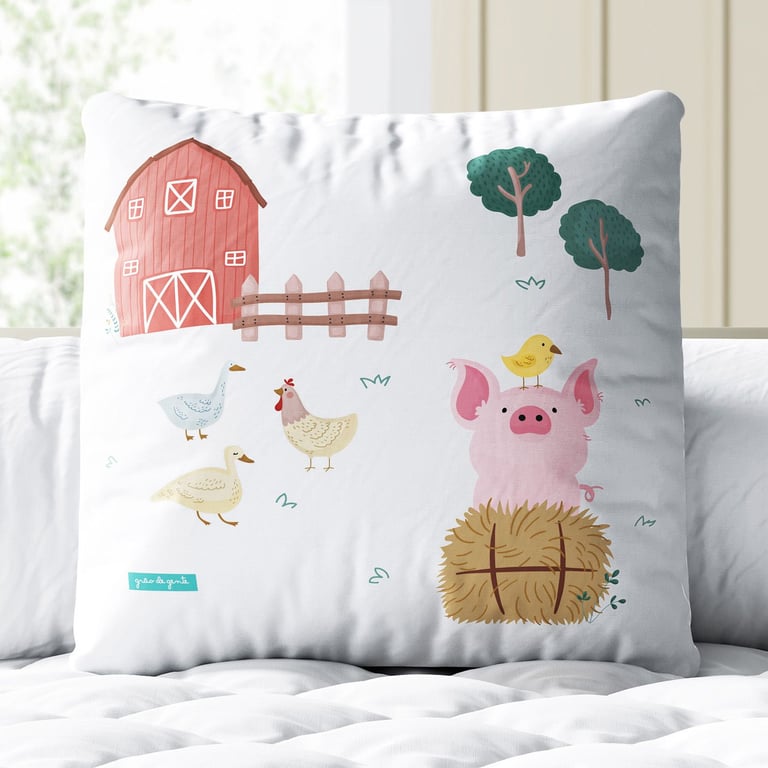 Almofada Quadrada Fazendinha Feliz 30cm